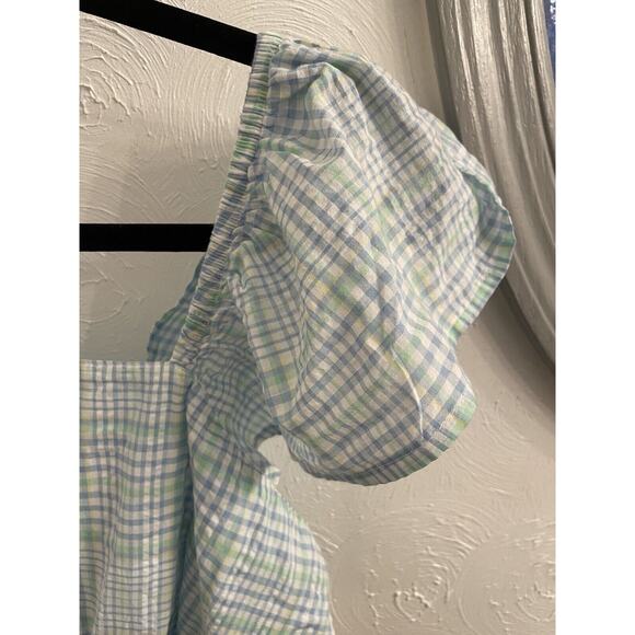 St. John’s Bay Square Neck Midi Plaid Romantic Dress Large NWT Pastel Spring - Picture 2 of 10